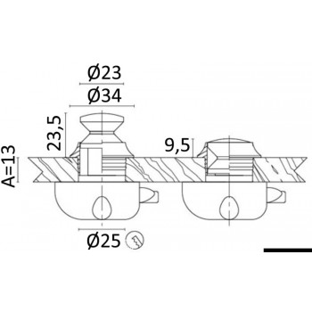 Pomello con ghiera in ottone cromato
